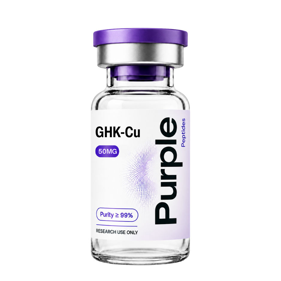 GHK-Cu 50 mg Purple Peptides research vial